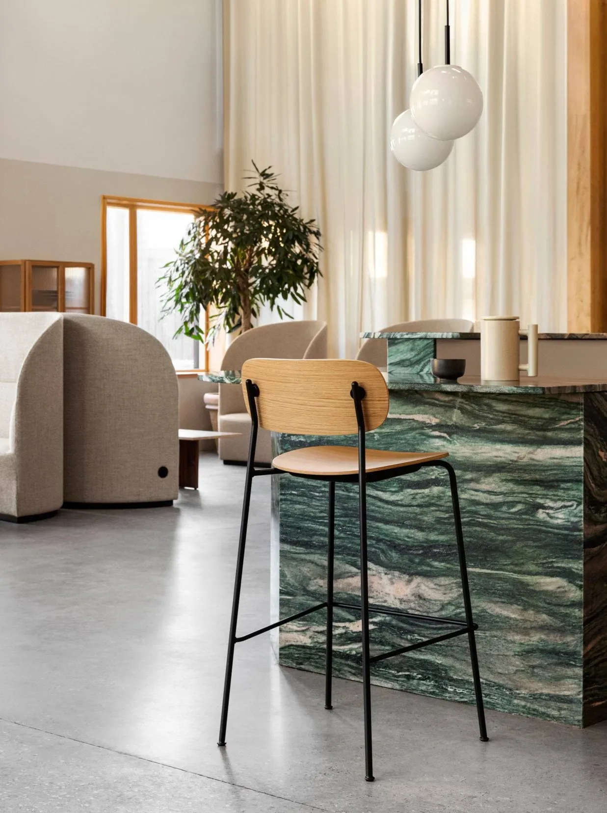 Co Bar Chair bar stool, Dark stained oak-chromed steel, 65 cm Audo Copenhagen