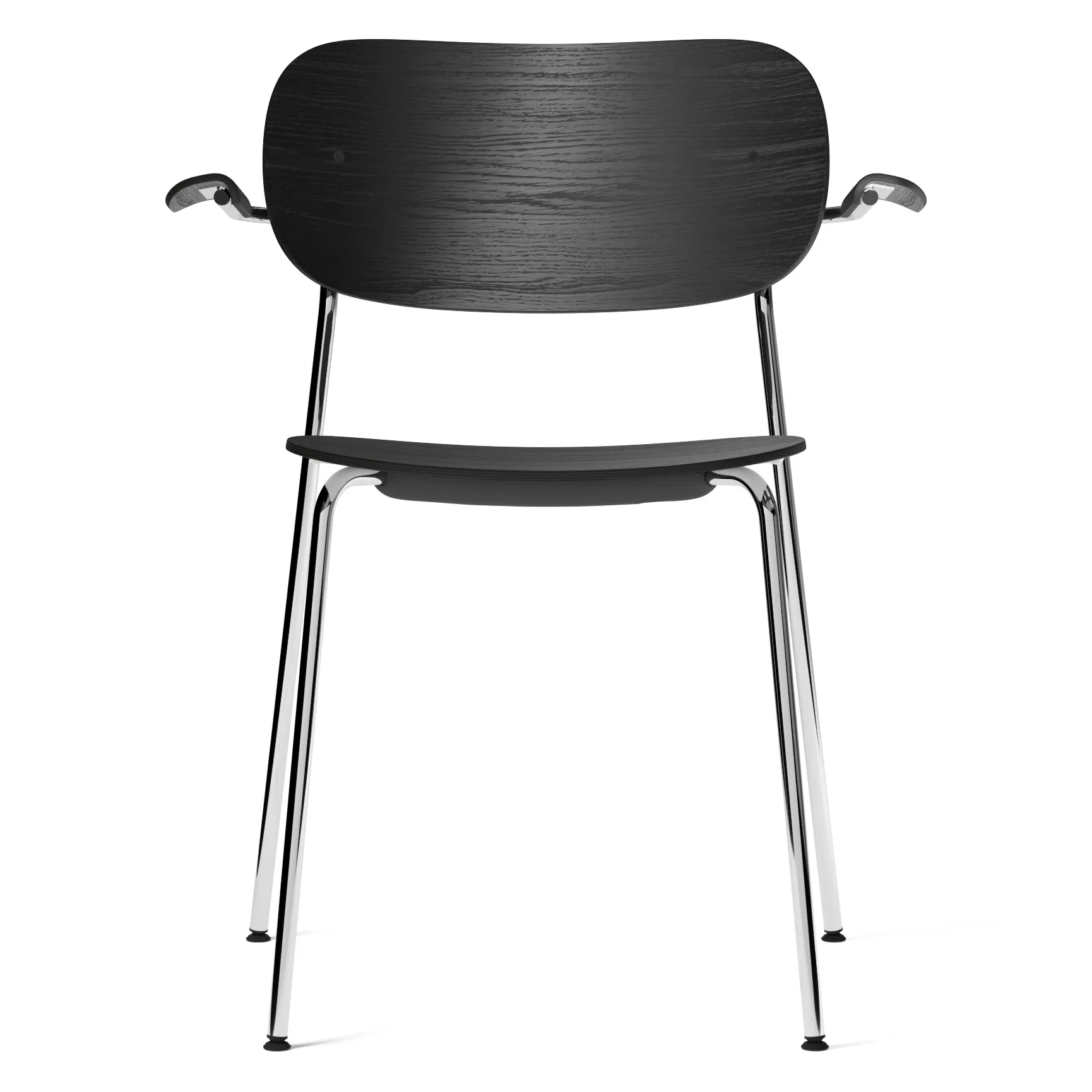 Co chair with armrest chromed legs, black oak Audo Copenhagen