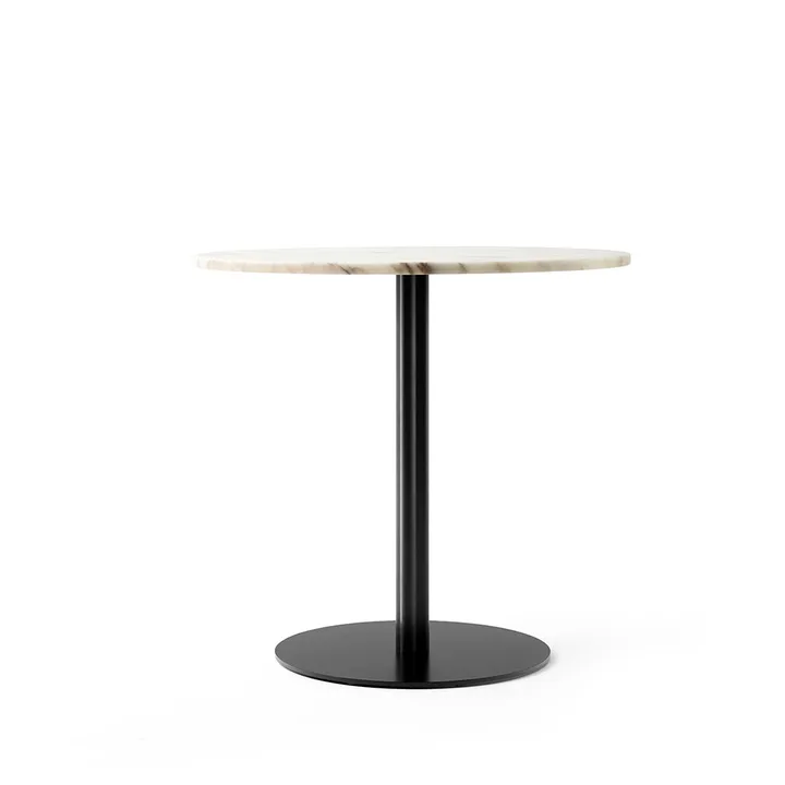 Harbour Column dining table - Marble off white, black stand Ø80 cm - Audo Copenhagen