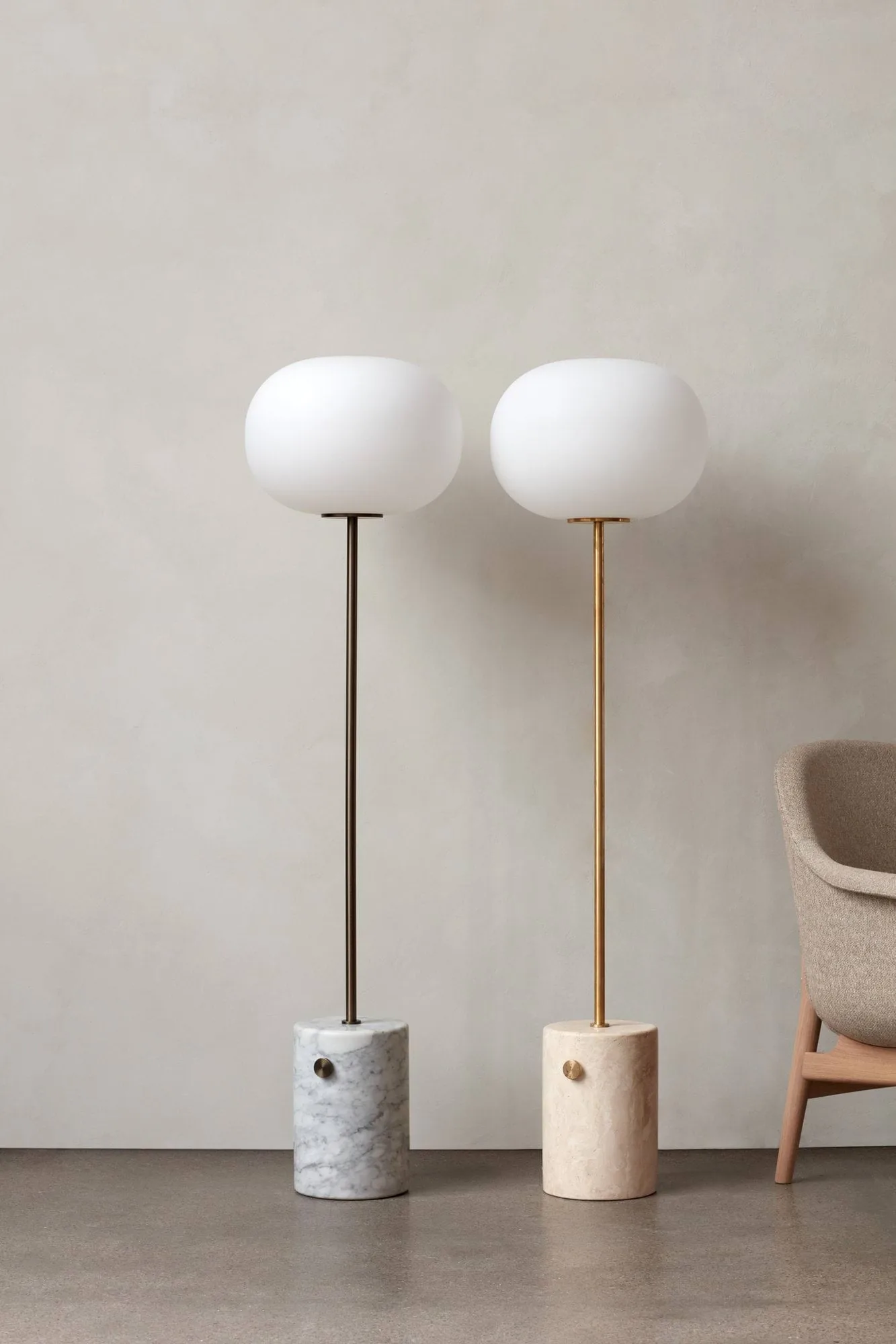 JWDA floor lamp, Carrara marble-bronzed brass, 130 cm Audo Copenhagen