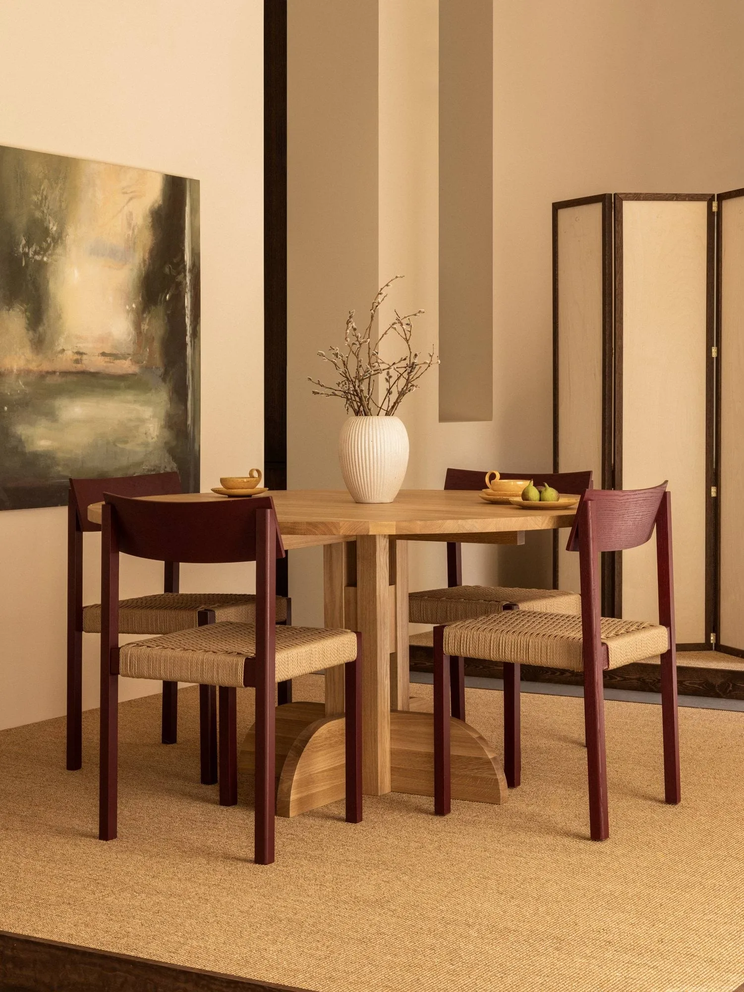 Mauro chair, Linen blue oak-paper cord Audo Copenhagen