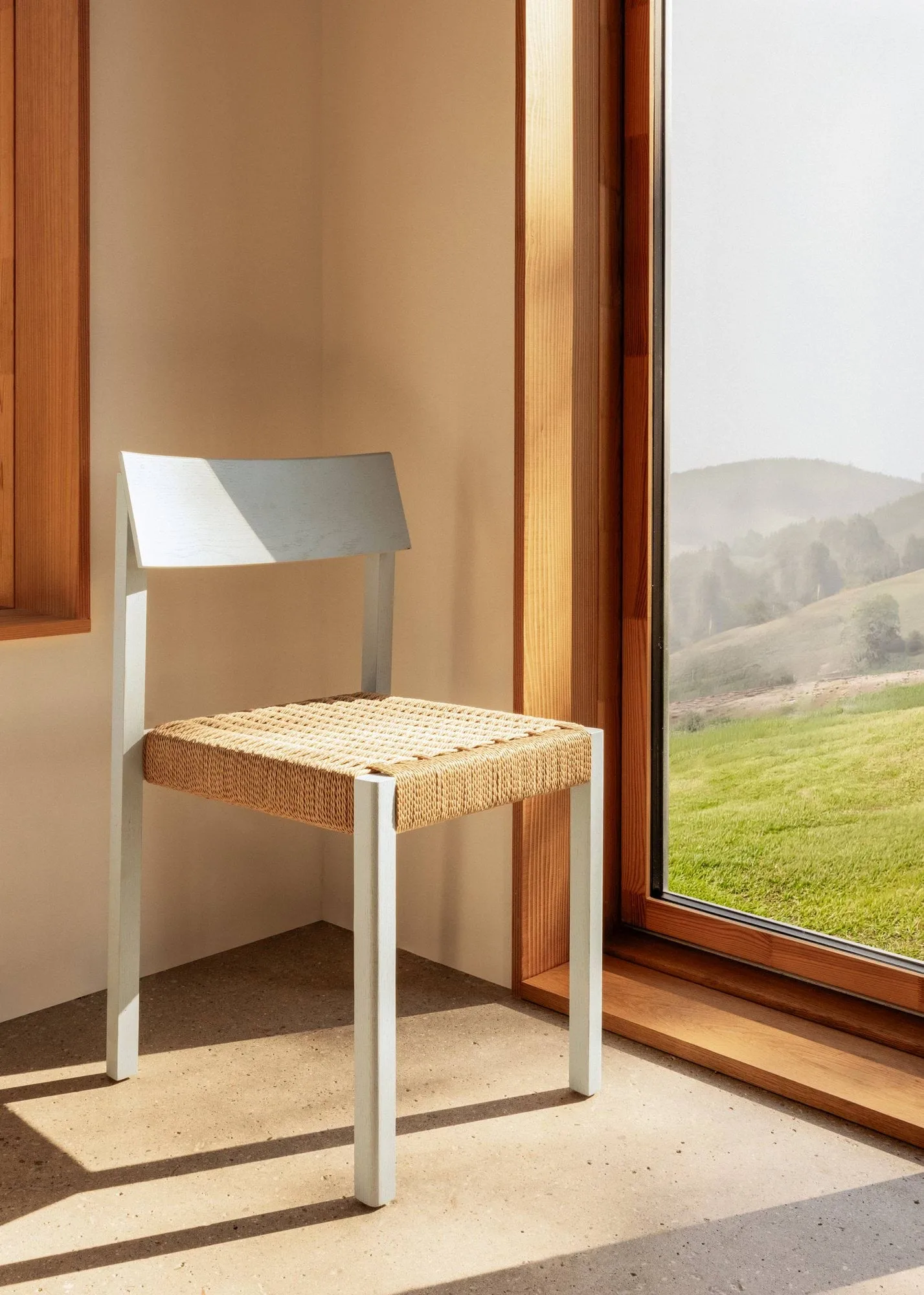 Mauro chair, Linen blue oak-paper cord Audo Copenhagen