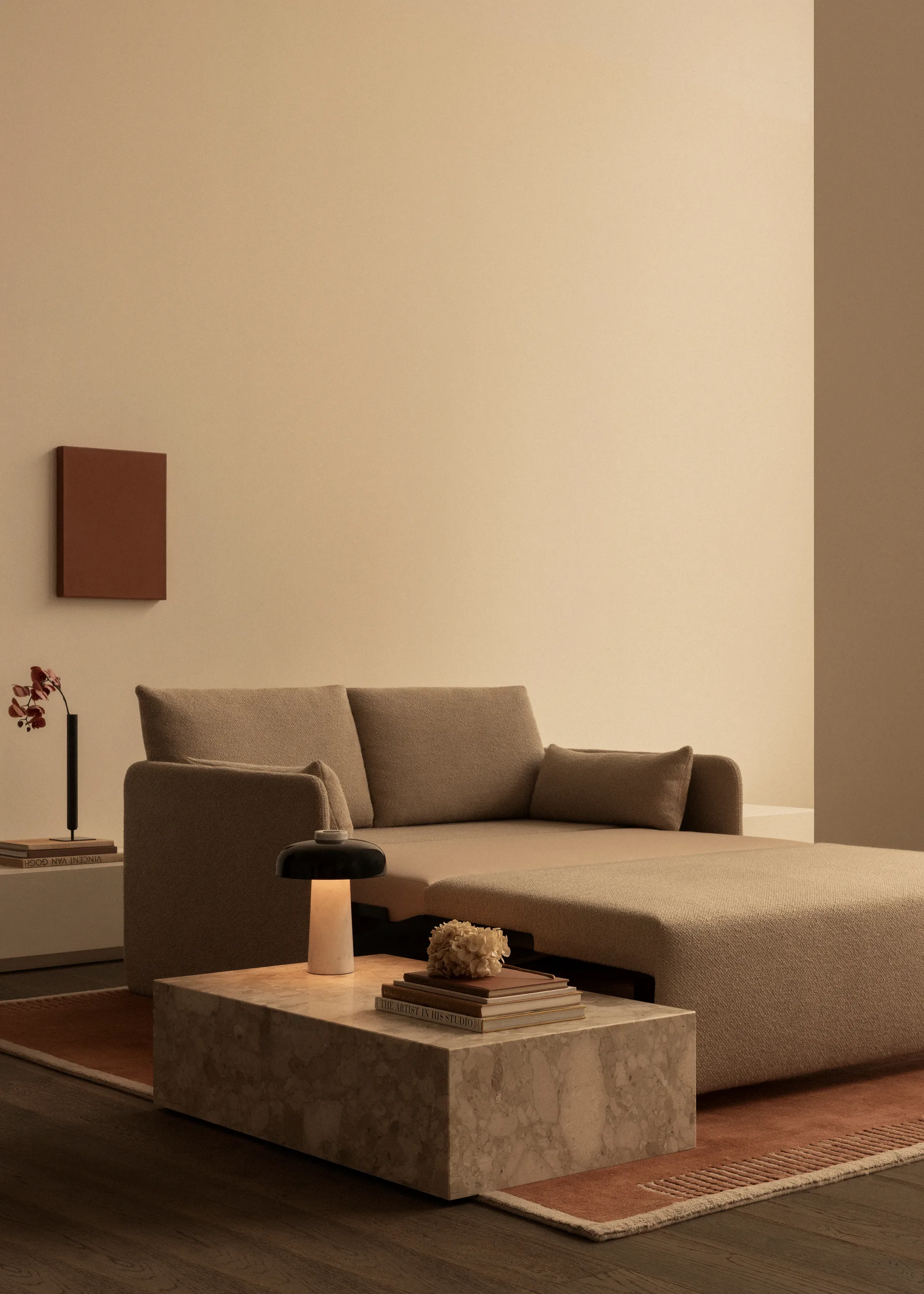 Offset sofa bed 2 seater, Baru 0450 gold Audo Copenhagen