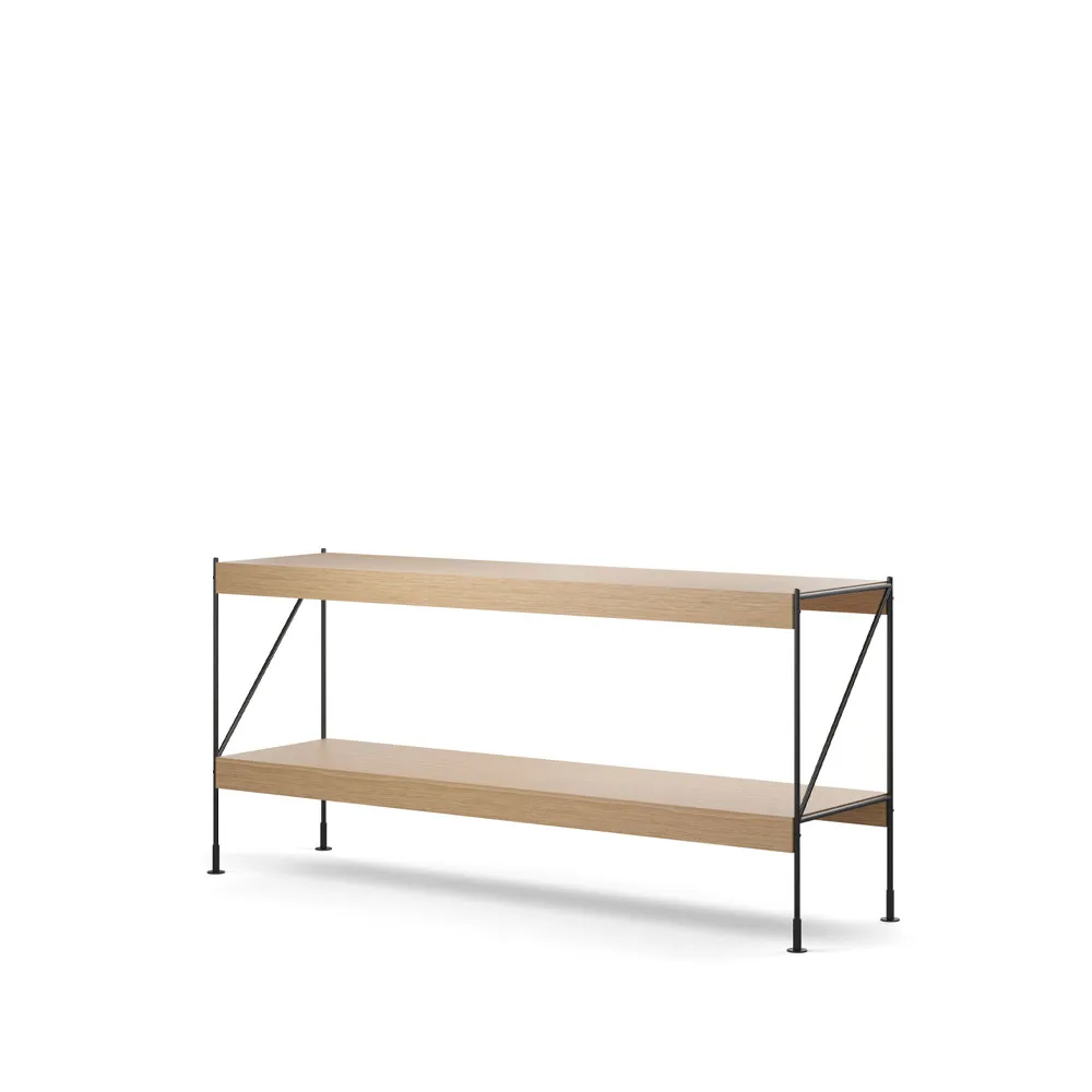 Zet shelving system, Natural oak, 1x2, black steel base Audo Copenhagen