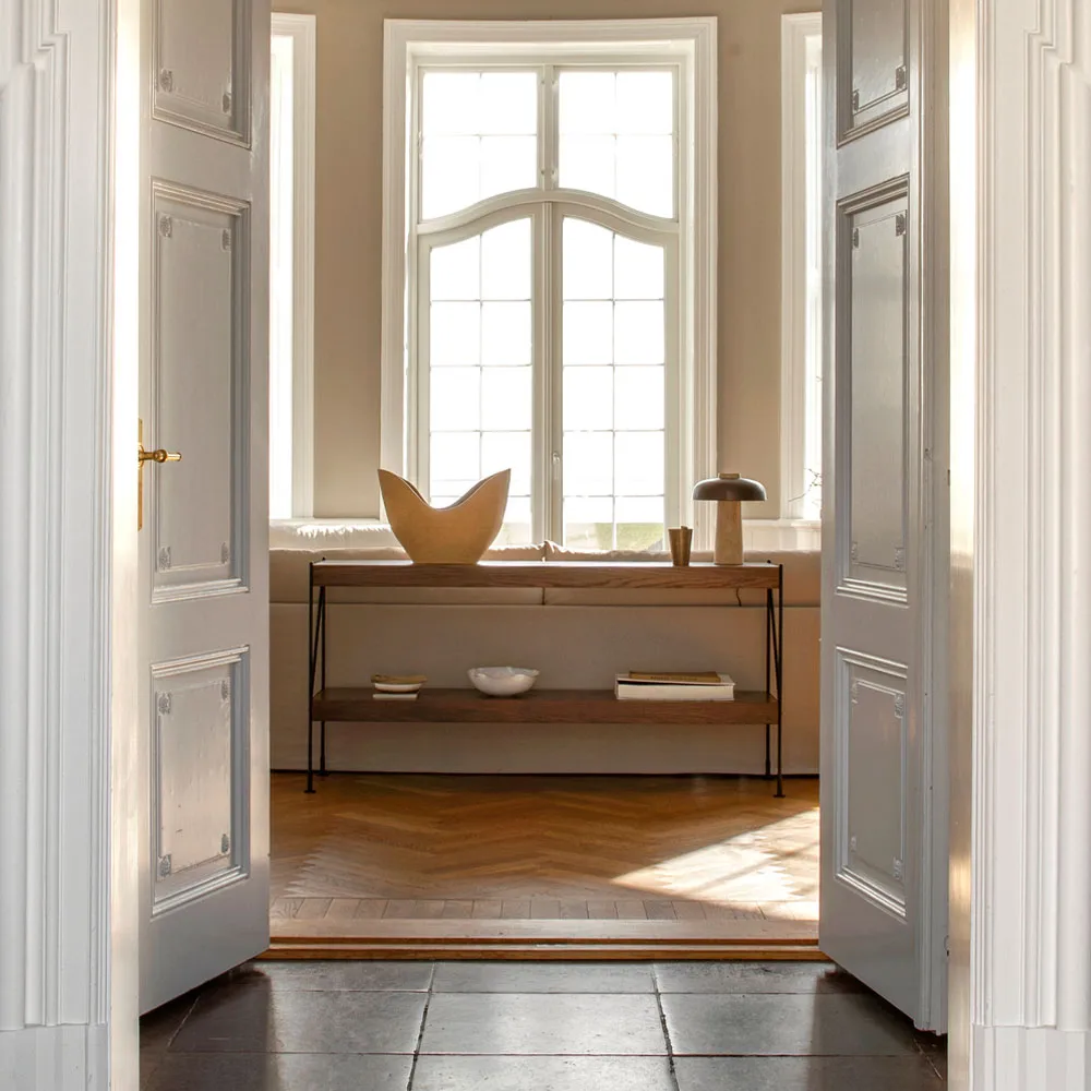 Zet shelving system, Natural oak, 1x2, black steel base Audo Copenhagen