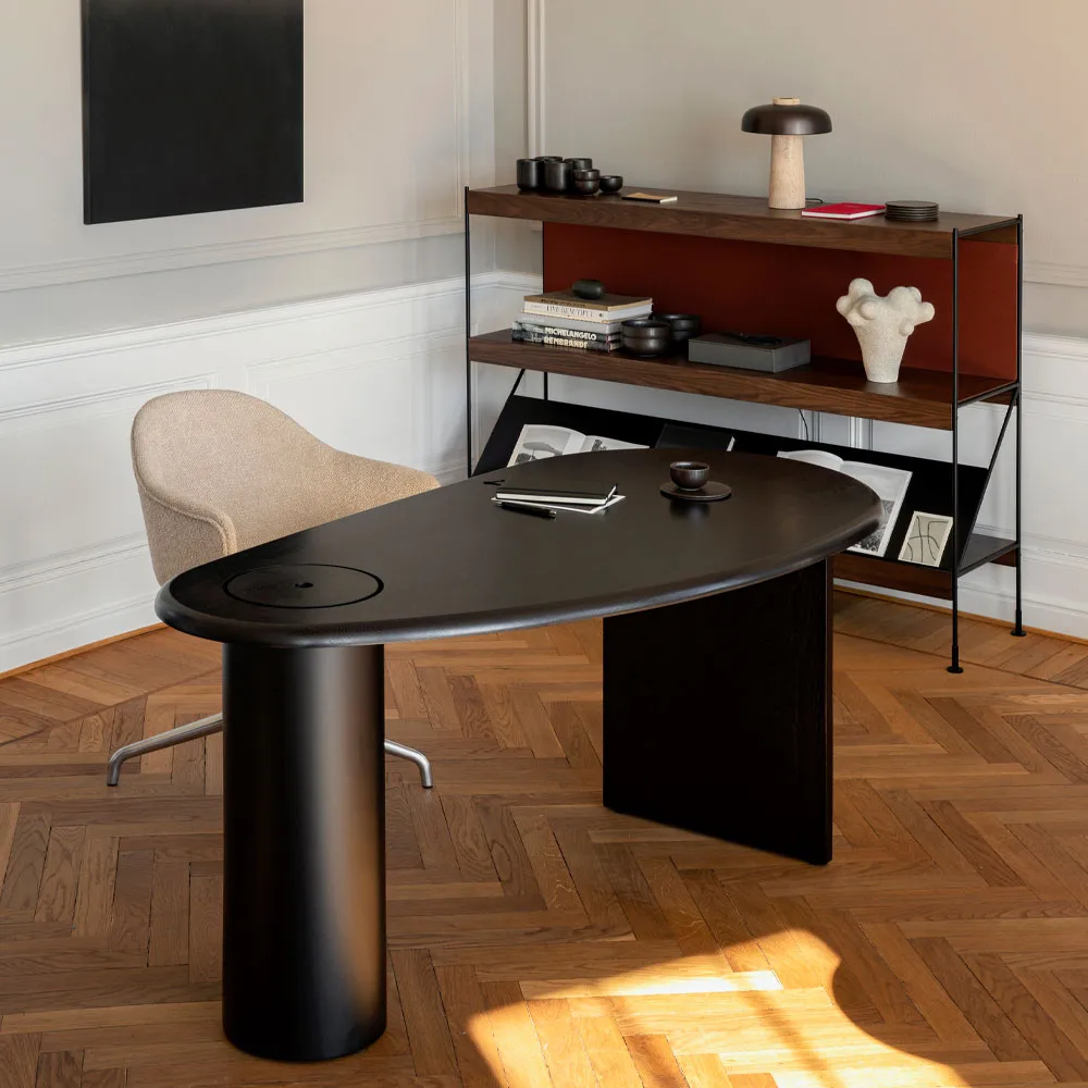 Zet shelving system, Natural oak, 1x2, black steel base Audo Copenhagen