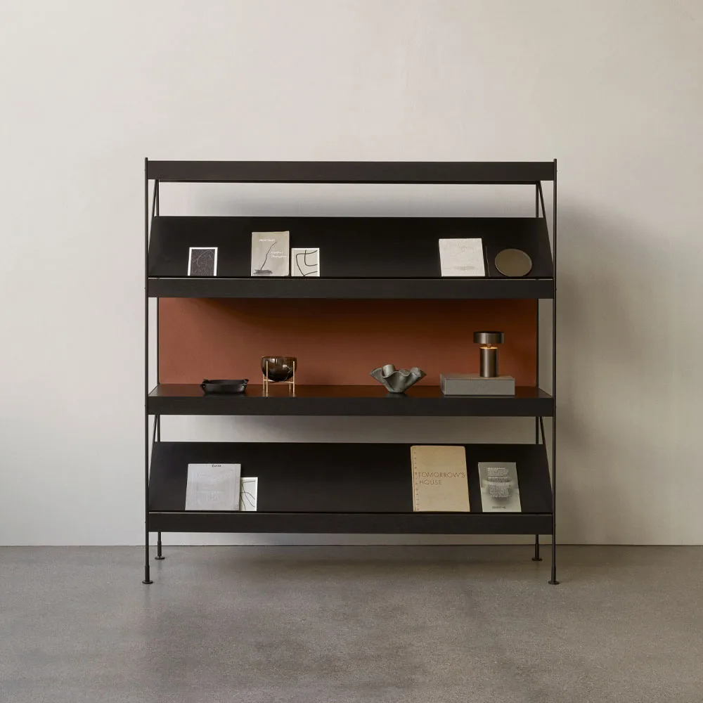 Zet shelving system, Natural oak, 1x2, black steel base Audo Copenhagen