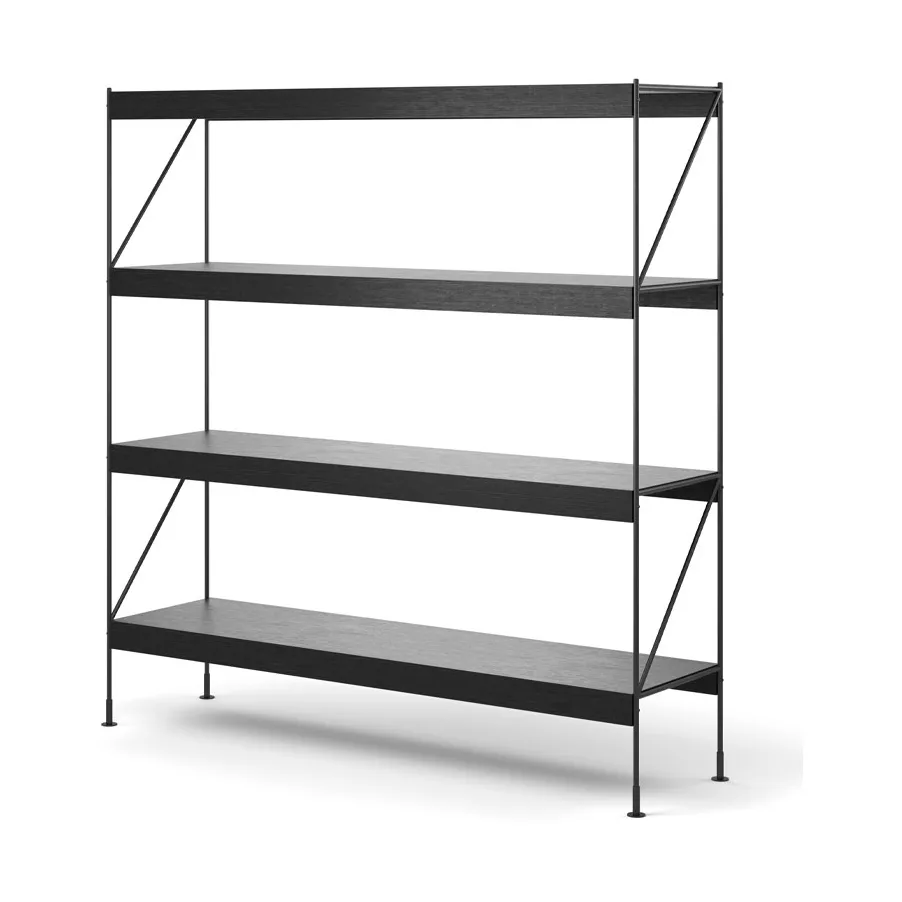 Zet shelving system, Oak black stained, 1x4, black steel base Audo Copenhagen