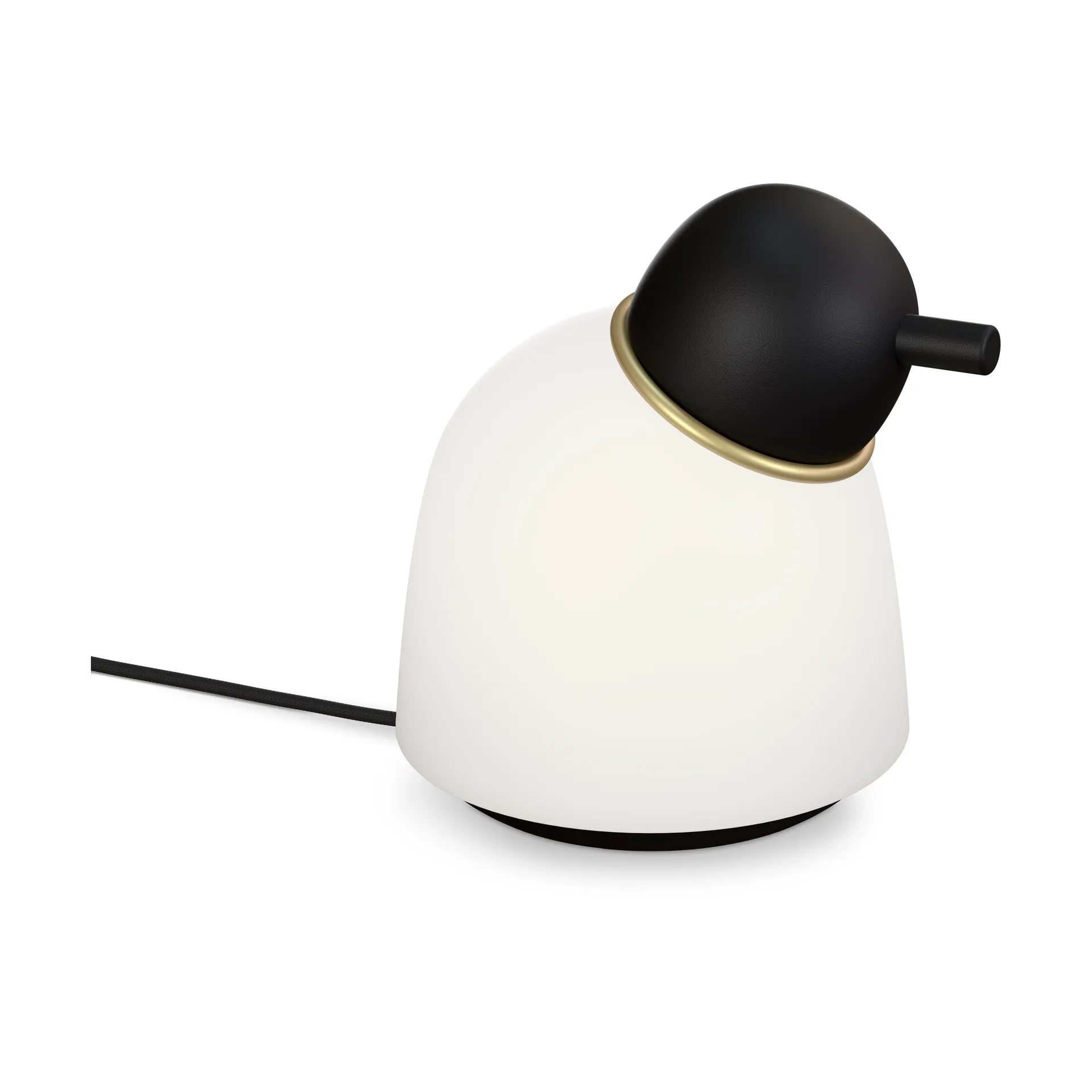 Bird table lamp 21.5 cm, Black-brass-opal glass Belid