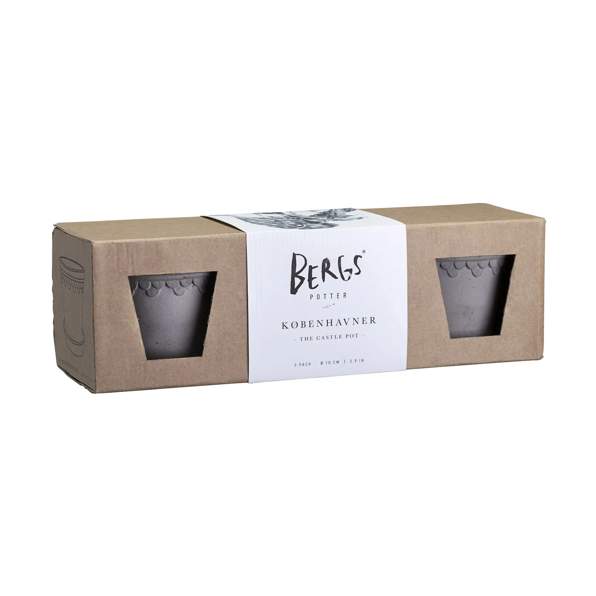 Copenhagen pot Ø10 cm 3-pack, Grey Bergs Potter