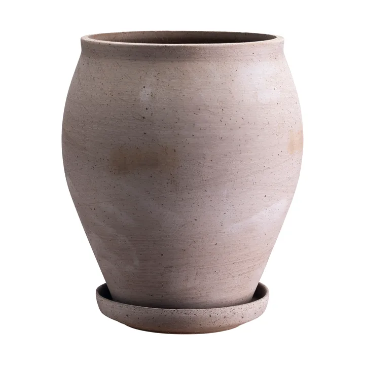 Delphi pot with saucer, 2 pieces - Grey, Ø22 cm, tall - Bergs Potter