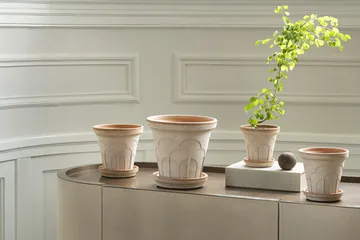 Fleur pot with saucer, 2 pieces - Pink, Ø12 cm - Bergs Potter