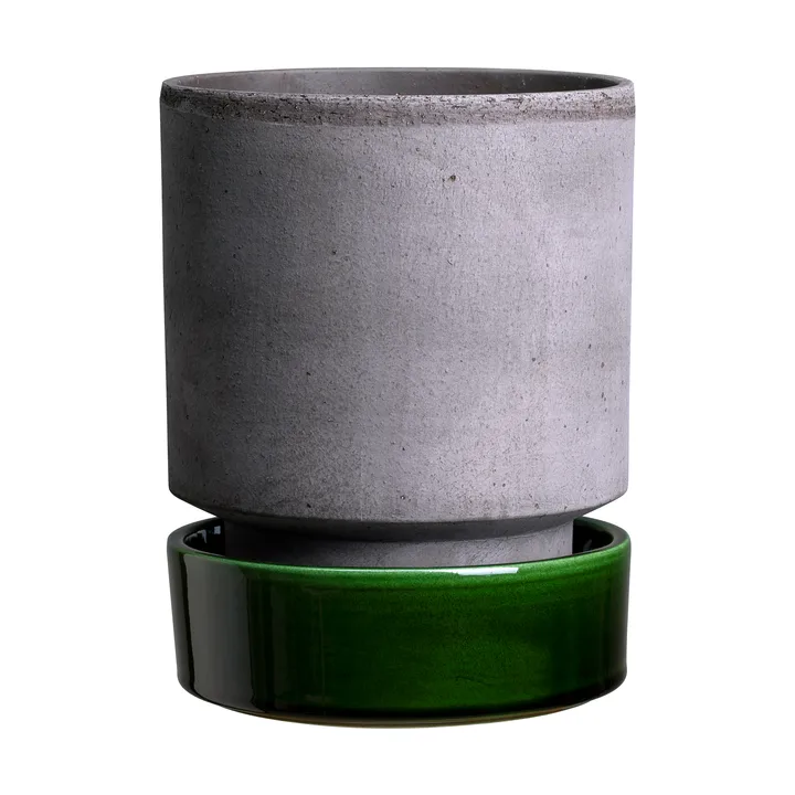 Hoff pot - Ø14 cm, Raw Grey-Emerald Green - Bergs Potter