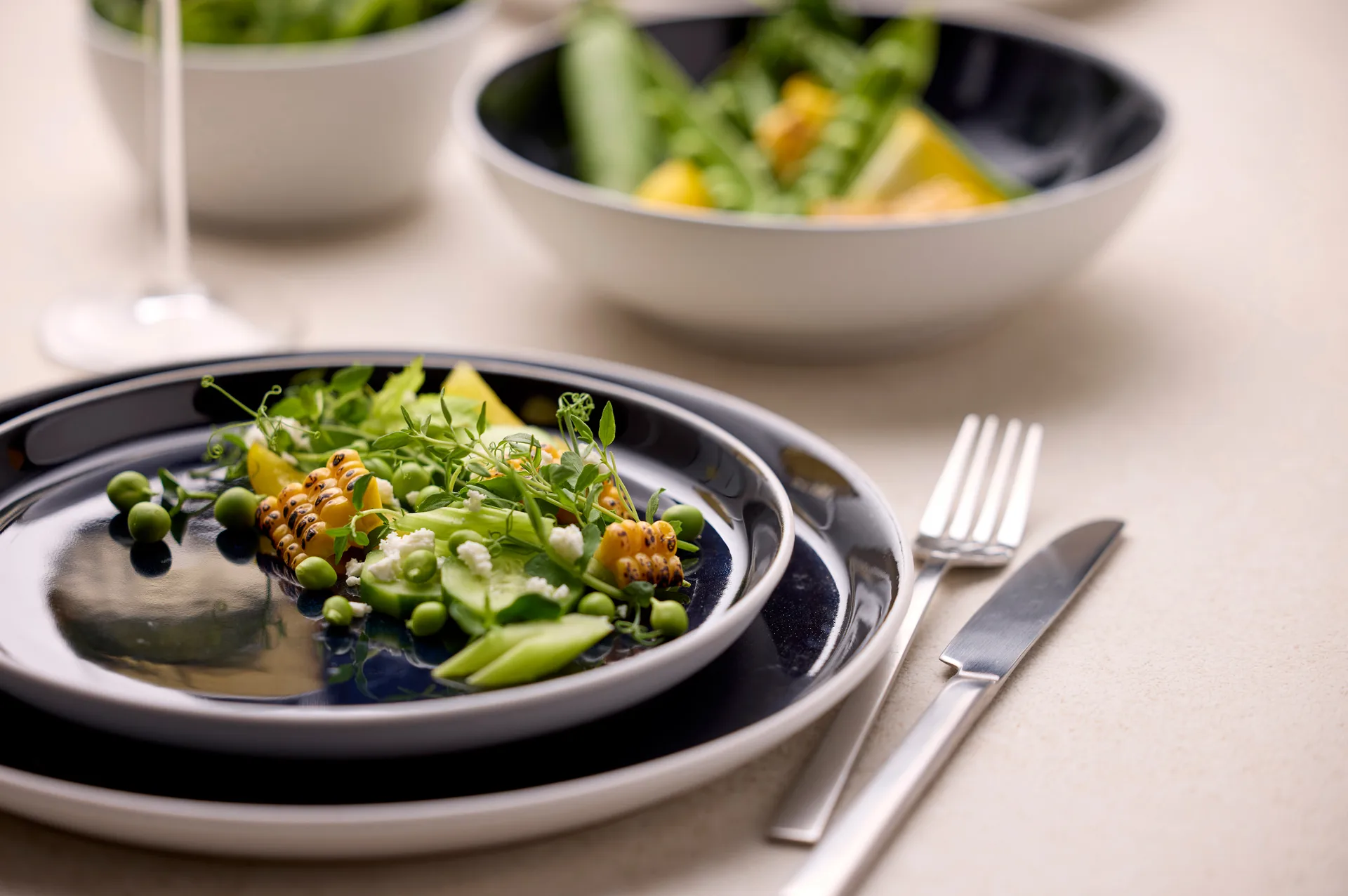 Bitz plate gastro Ø 21 cm, White–dark blue Bitz