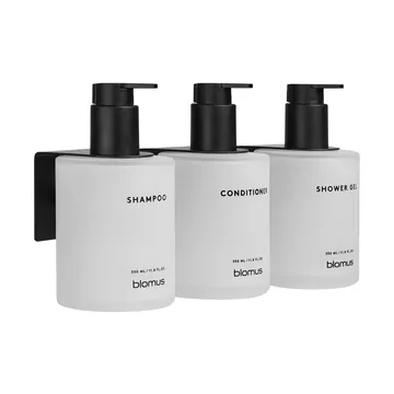 Kirei glass bottles incl. wall holder, 3-pack - White, glue-mounted - blomus