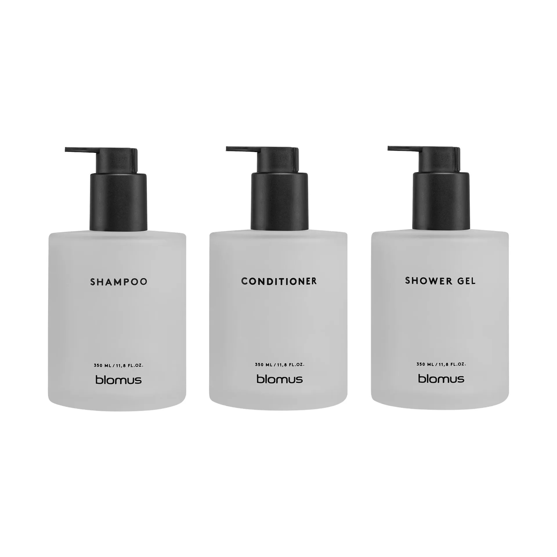 Kirei glass bottles incl. wall holder, 3-pack, White, glue-mounted blomus