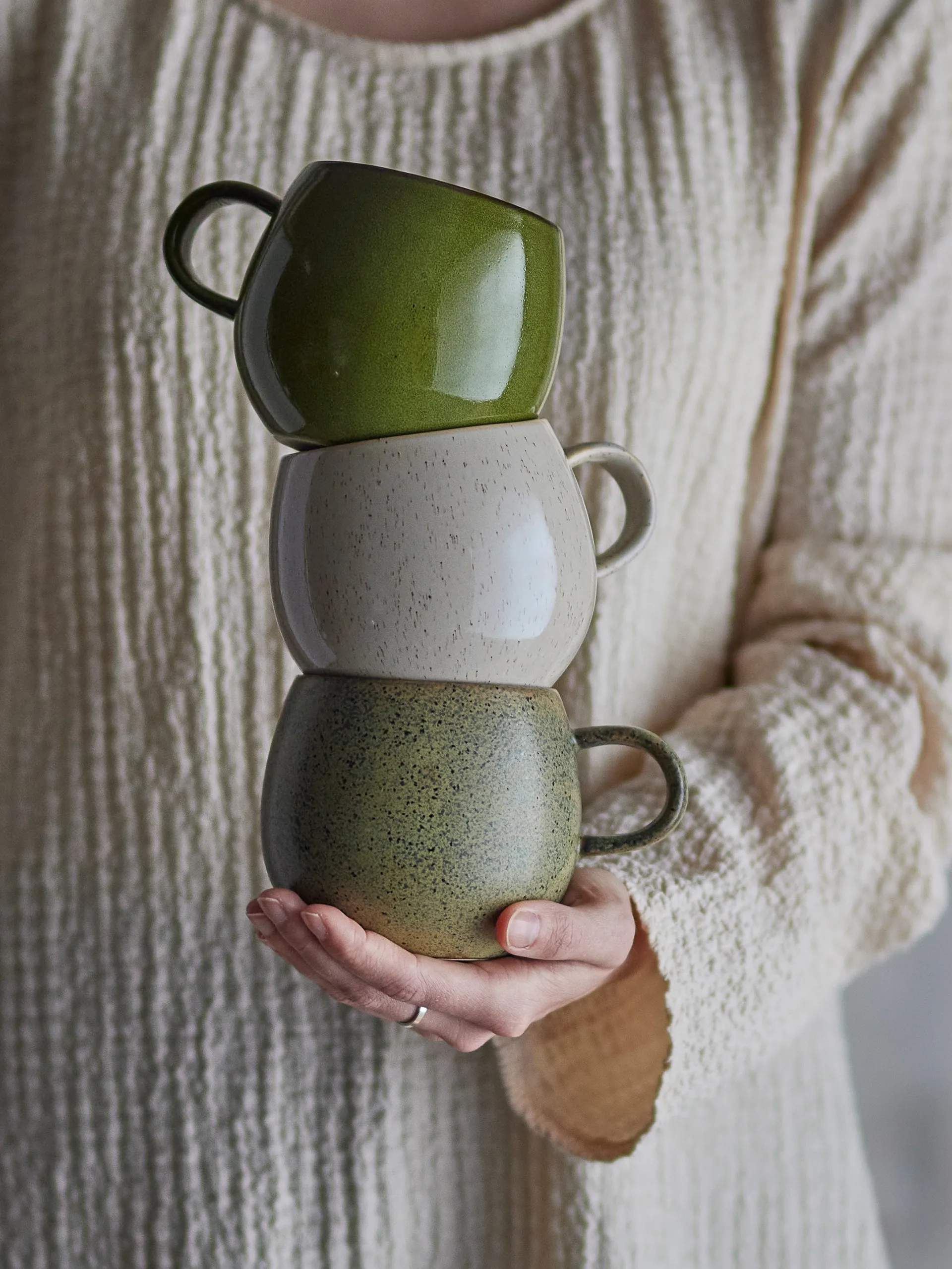 Addison cup 3 pieces, Green Bloomingville