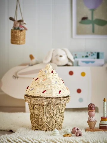 Cillie basket with lid 28x41 cm - Natural - Bloomingville