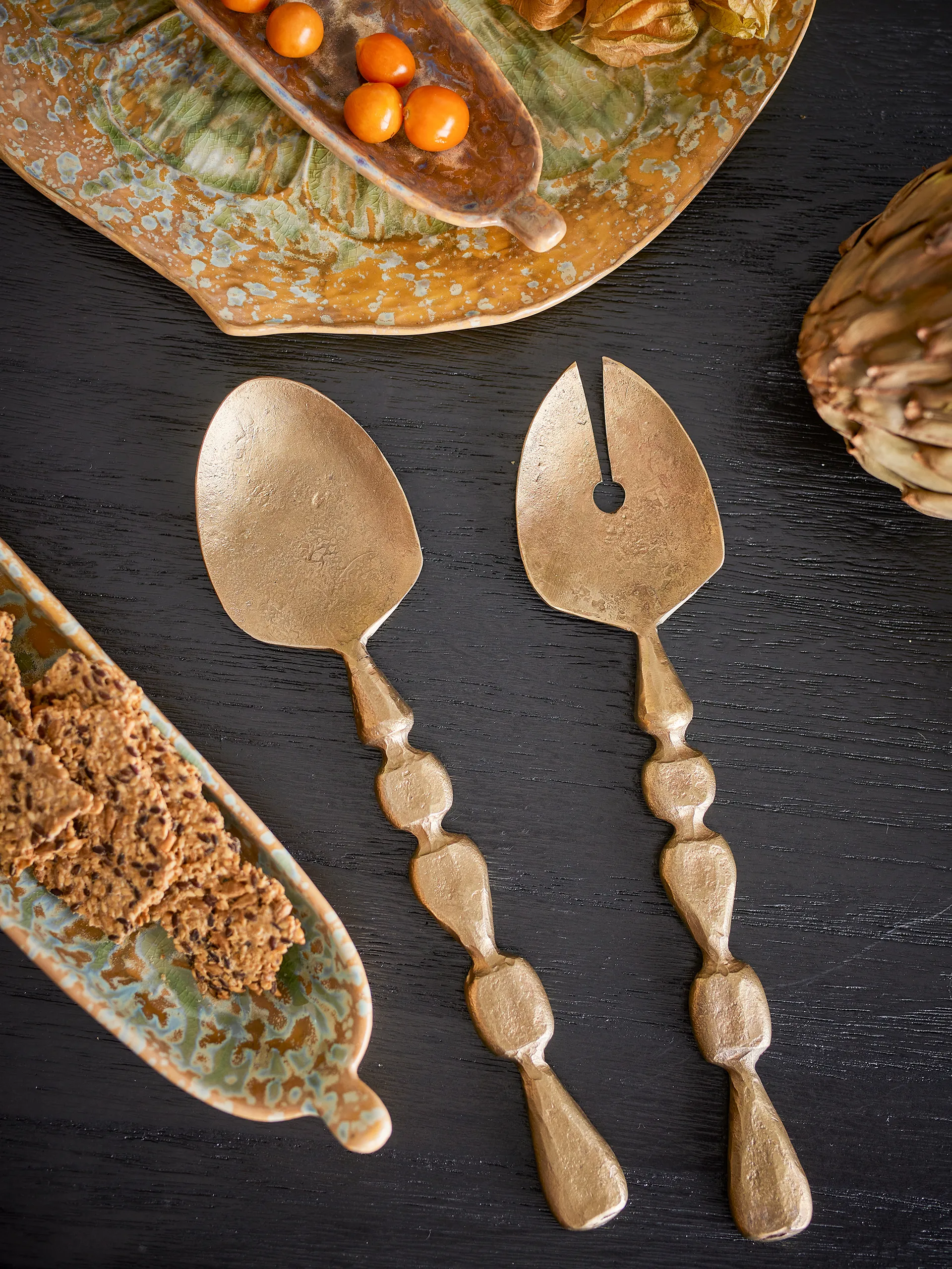 Edi salad servers 2-piece, Brass Bloomingville