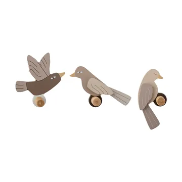 Lewi hook 3 pieces - Birds, brown - Bloomingville
