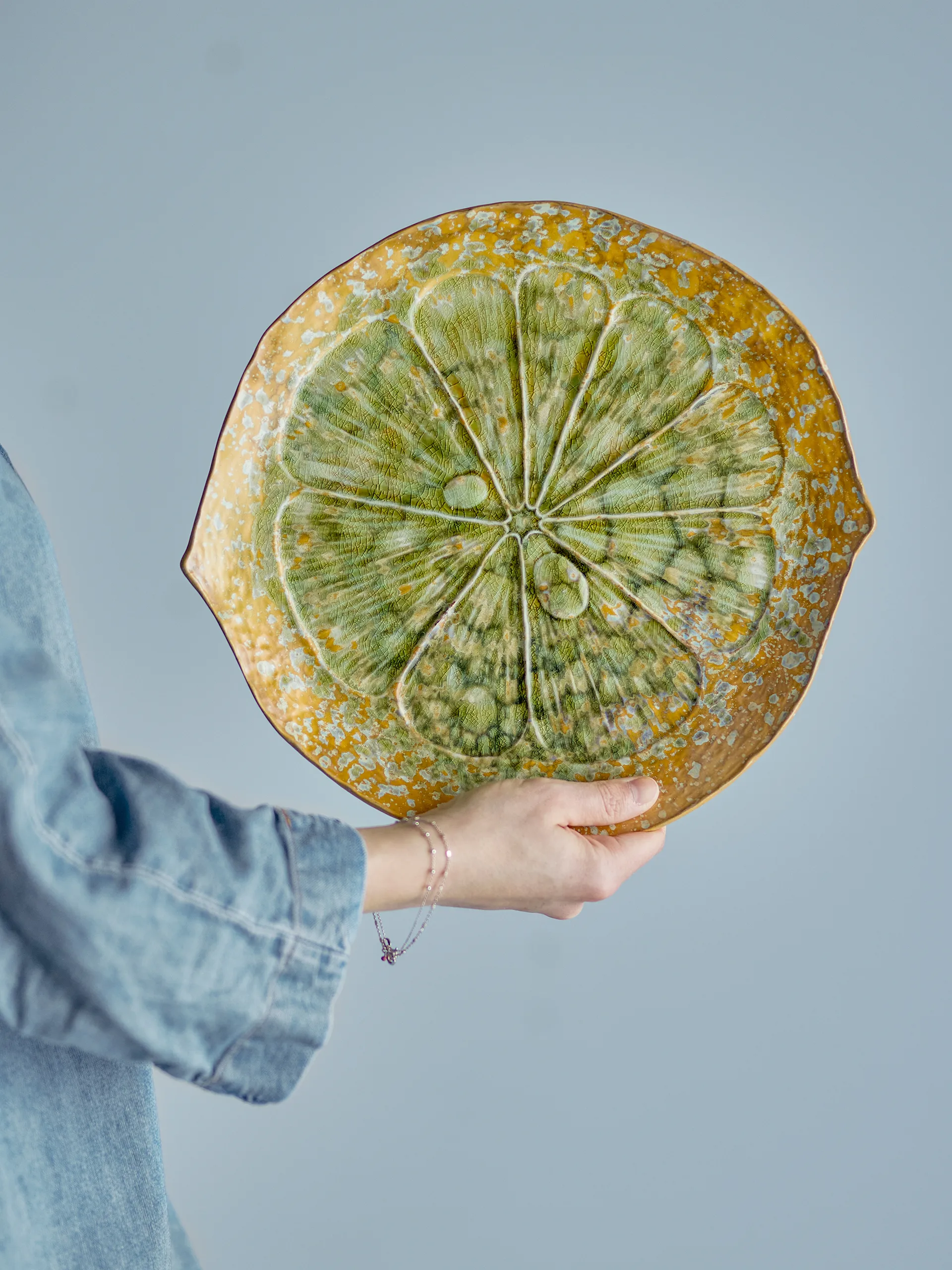 Milani serving platter Ø30 cm, Green Bloomingville