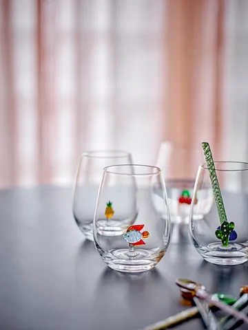 Misa drinking glass 56 cl - Clear-cherry - Bloomingville