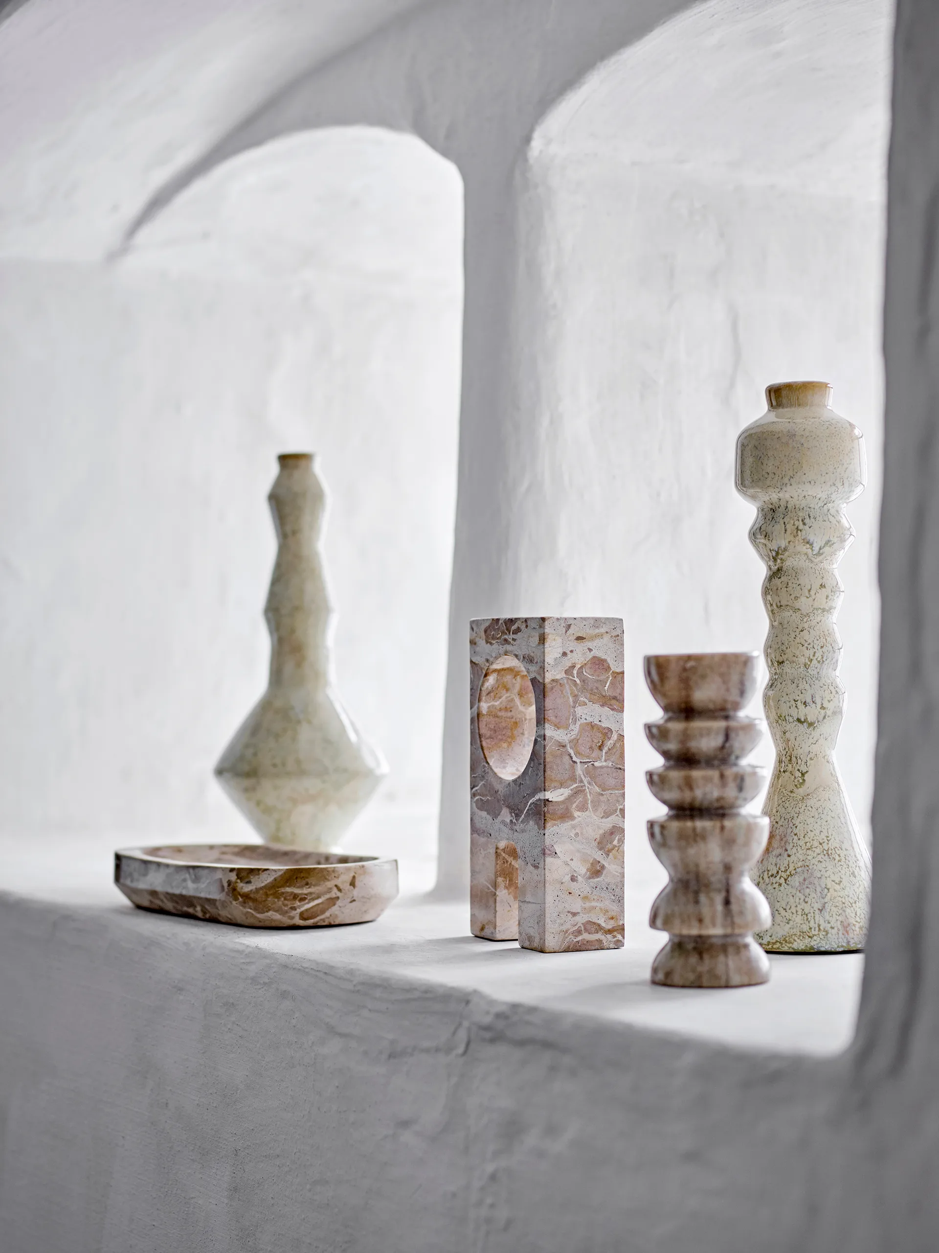Shao tray marble 24.5x12.5 cm, Natural Bloomingville
