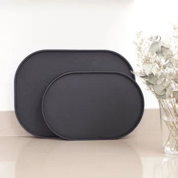 CurveLine™ Serving Tray anti-slip 47x34 cm - Black willow wood - Bosign
