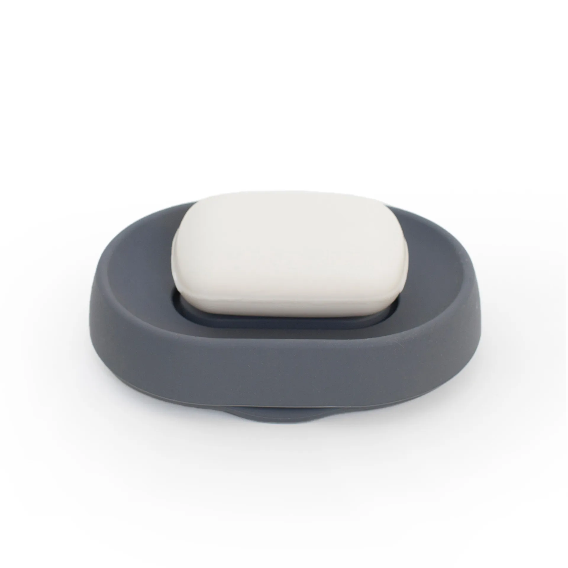 Soap tray with concealed drain spout in silicone - large, Graphite Bosign