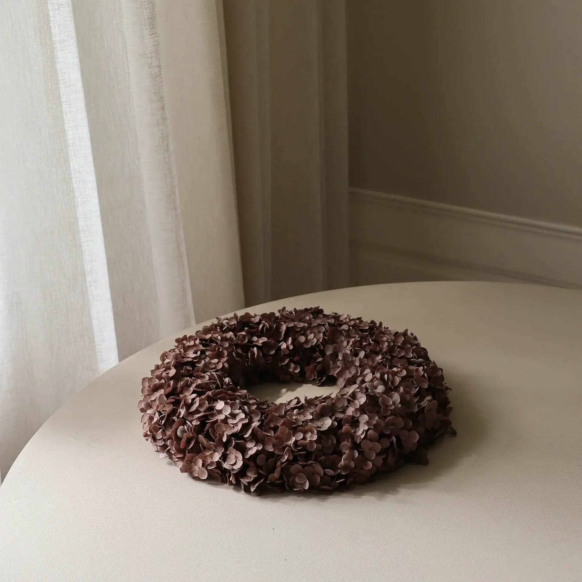 Hortensia Wreath flower wreath, Brown, 40 cm Botané