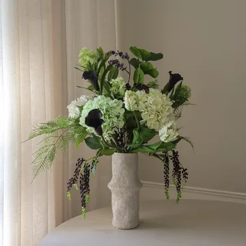 Moonlit Garden artificial bouquet - Hydrangea-parrot tulip-calla, 106 cm, 17 pcs - Botané