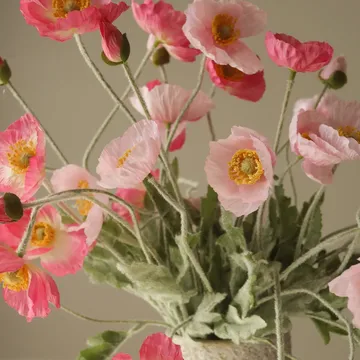 Poppy artificial bouquet - Pink Pursuit, light pink-pink, 10 pcs - Botané
