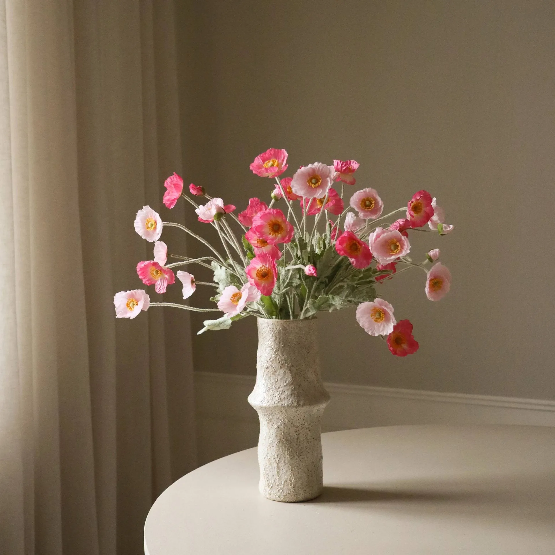 Poppy artificial bouquet, Pink Pursuit, light pink-pink, 10 pcs Botané