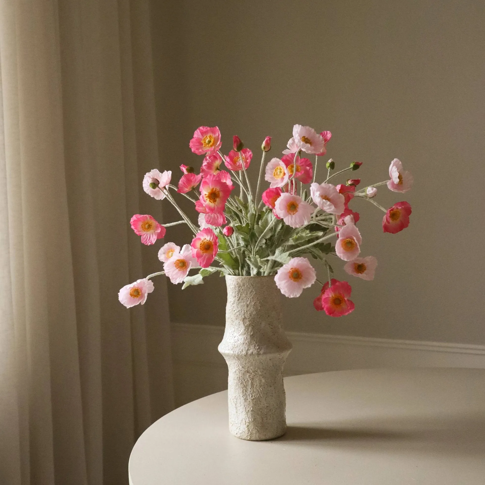 Poppy artificial bouquet, Pink Pursuit, light pink-pink, 10 pcs Botané