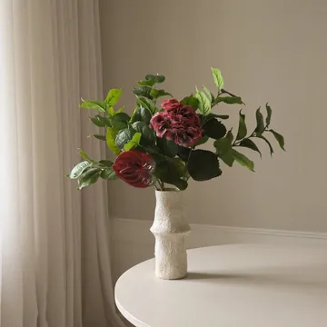 Velvet rouge artificial bouquet - Hydrangea-red anthurium 6 pcs - Botané
