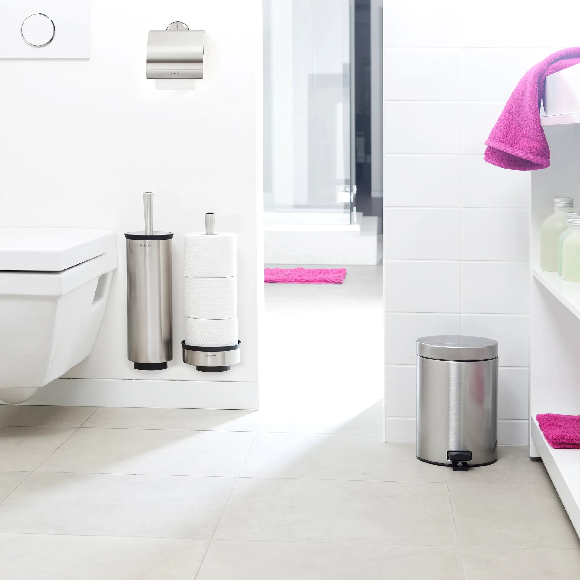 Profile toilet brush with wall mounting, matte steel Brabantia