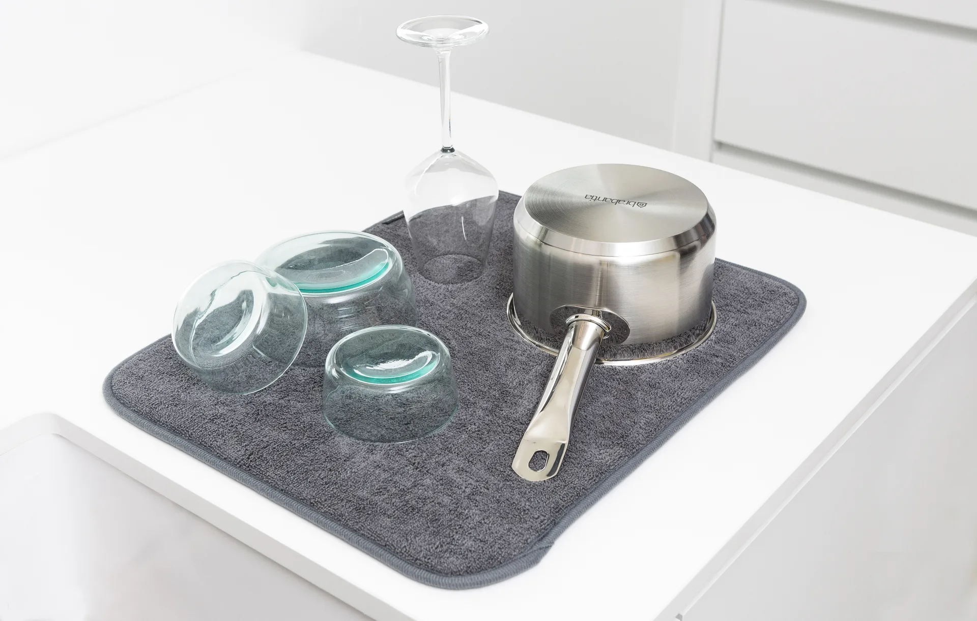 Sinkside dish mat mikrofiber 47x40 cm, Dark grey Brabantia