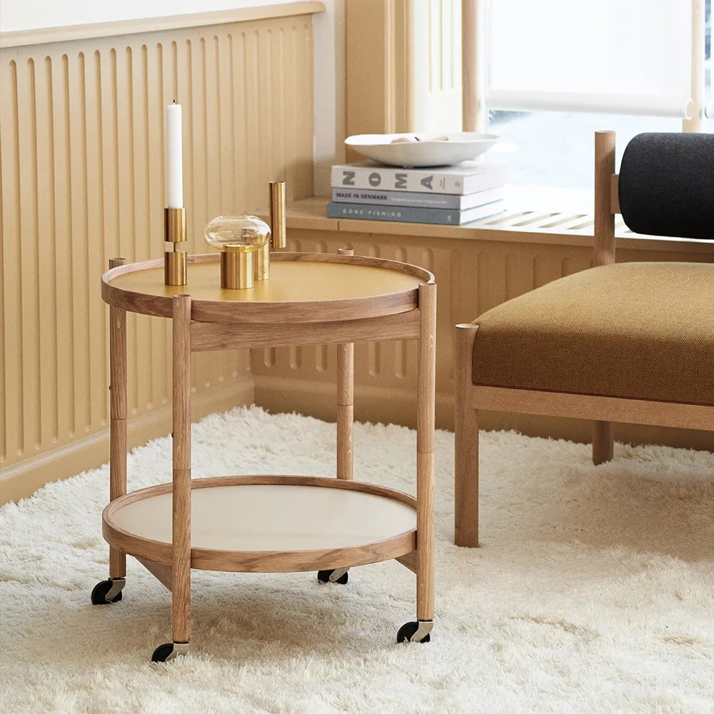 Bølling Tray Table model 50, Earth, untreated oak stand Brdr. Krüger