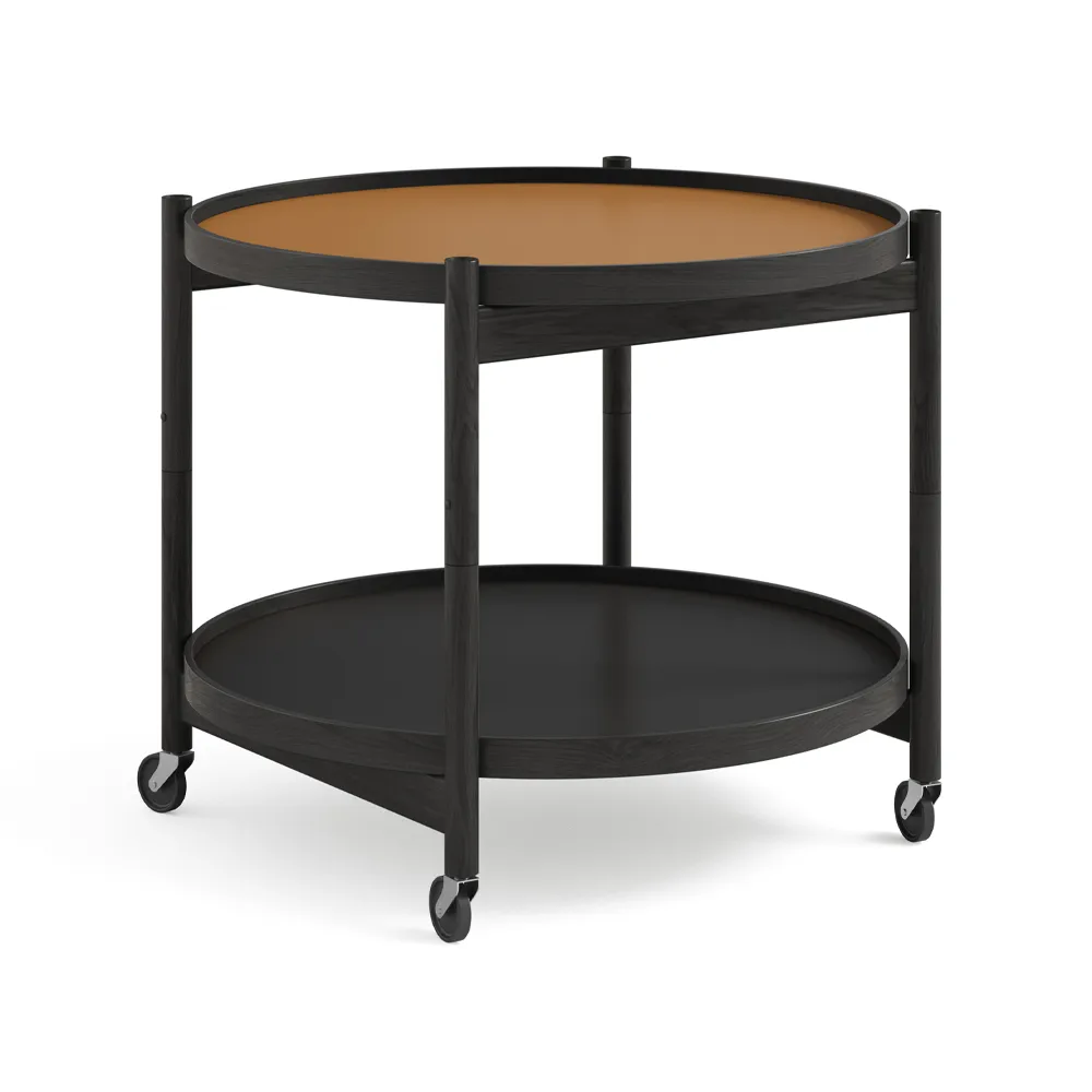 Bølling Tray Table model 60, Clay, black lacquered oak stand Brdr. Krüger