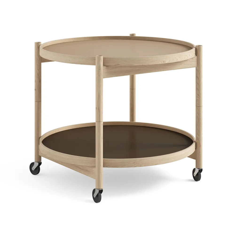 Bølling Tray Table model 60, Earth, untreated oak stand Brdr. Krüger