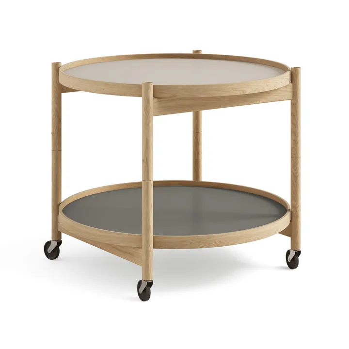 Bølling Tray Table model 60 - Stone, oiled oak stand - Brdr. Krüger