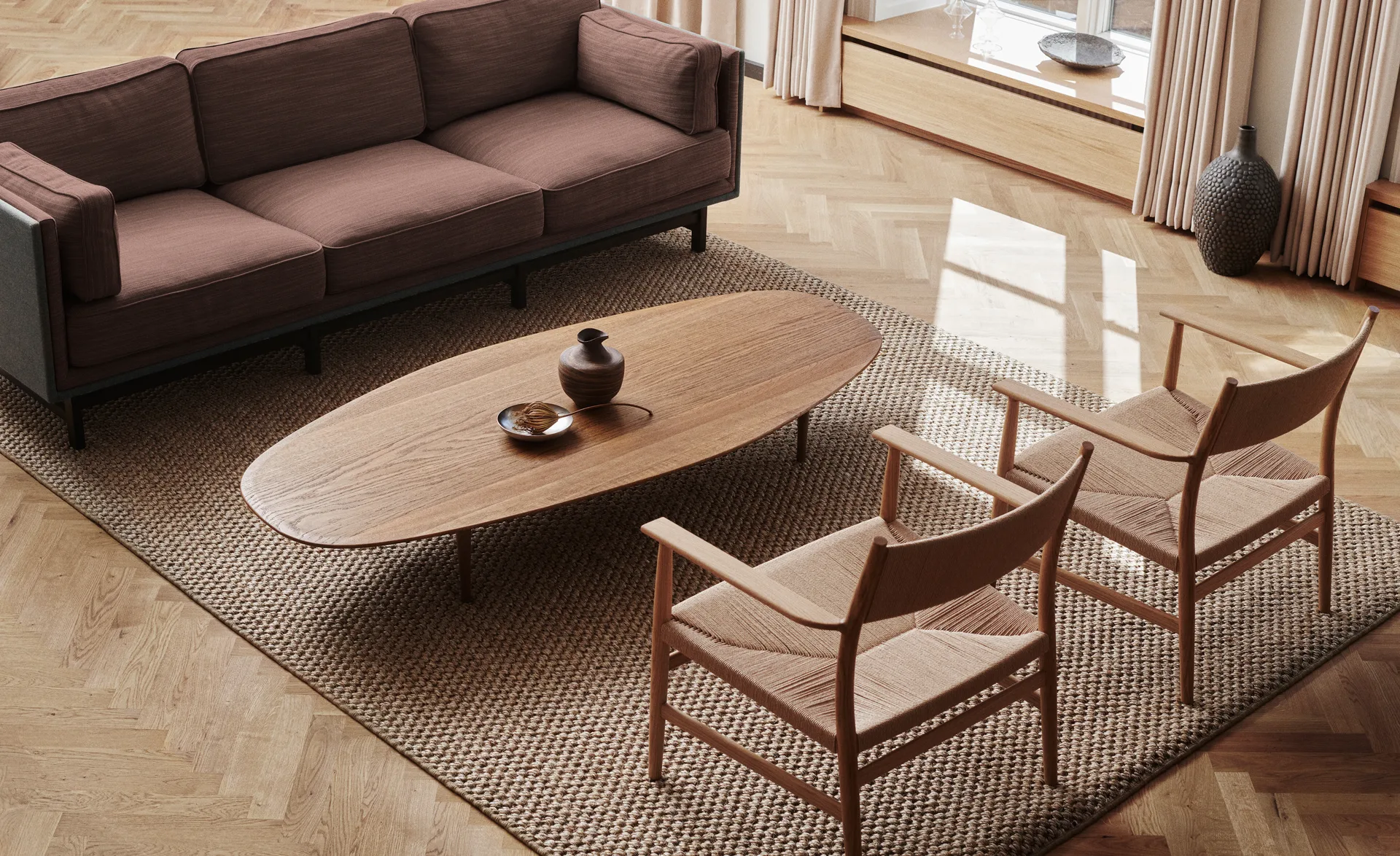 Jari coffee table 80x180 cm, Smoke oiled oak Brdr. Krüger