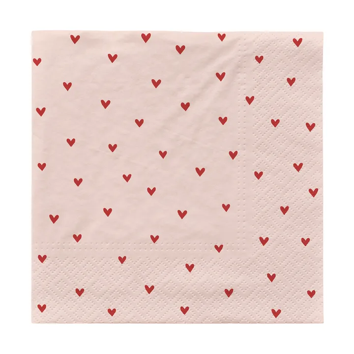 Amor paper napkins 33x33 cm 20-pack - Soft pink-red - Broste Copenhagen