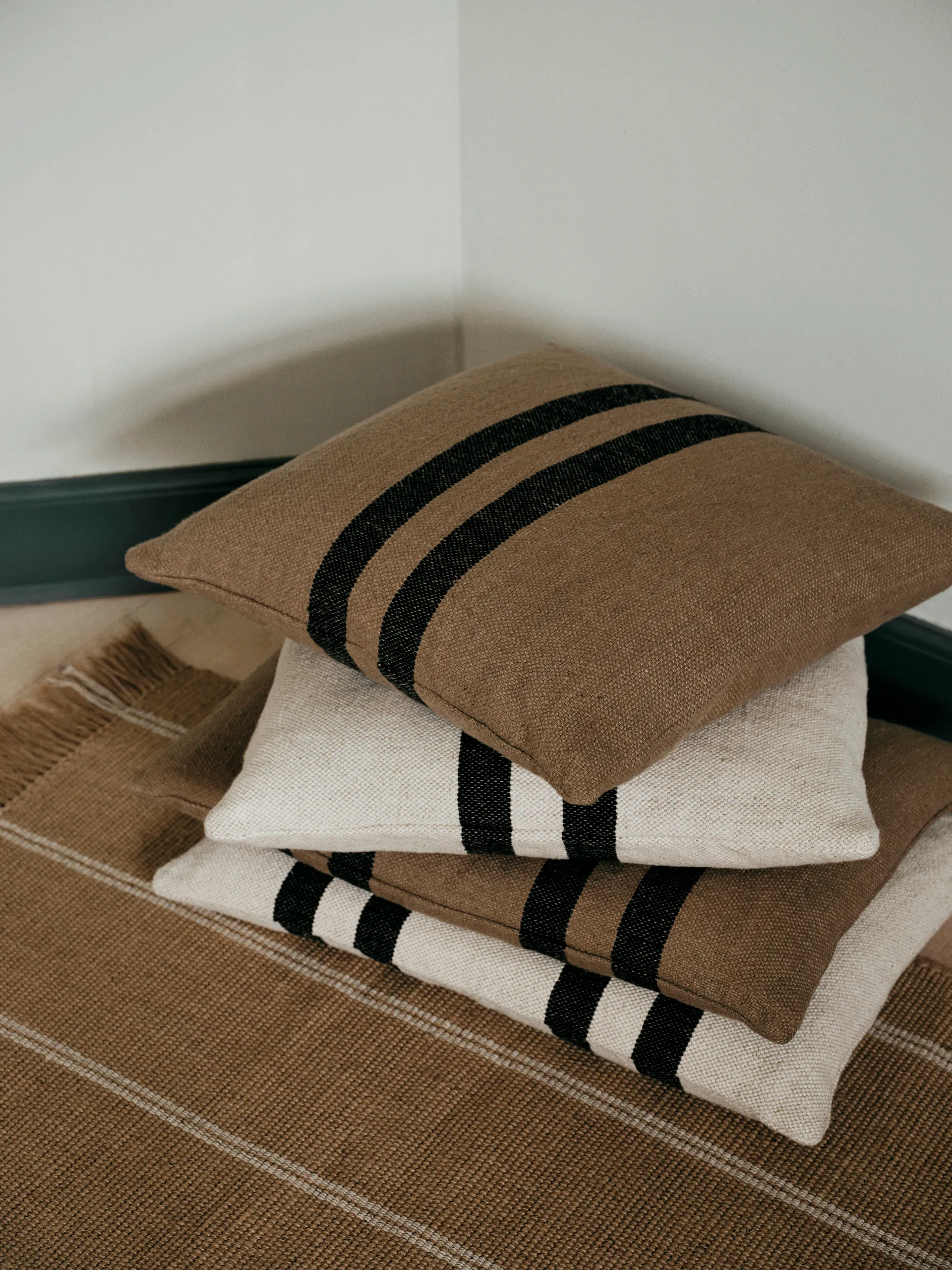 Sigrun cushion cover, Brown kelp-black, 50x50 cm Broste Copenhagen