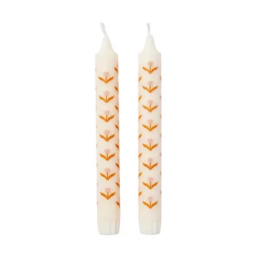 Tulip taper candles 2-pack - White-soft pink - Broste Copenhagen