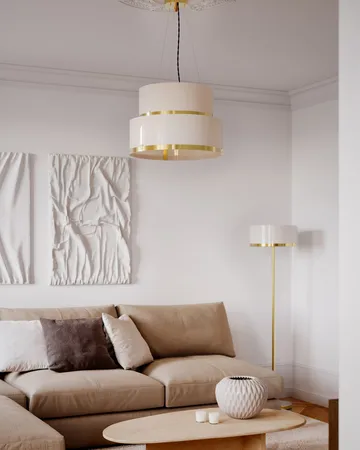 Marcel pendant lamp Ø50 cm - Brass-white - By Rydéns