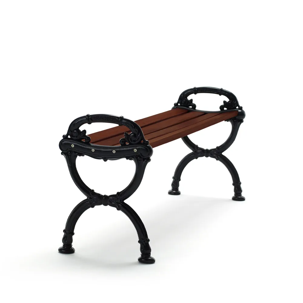 Byarum Bench, Pine brown glaze, black stand Byarums bruk