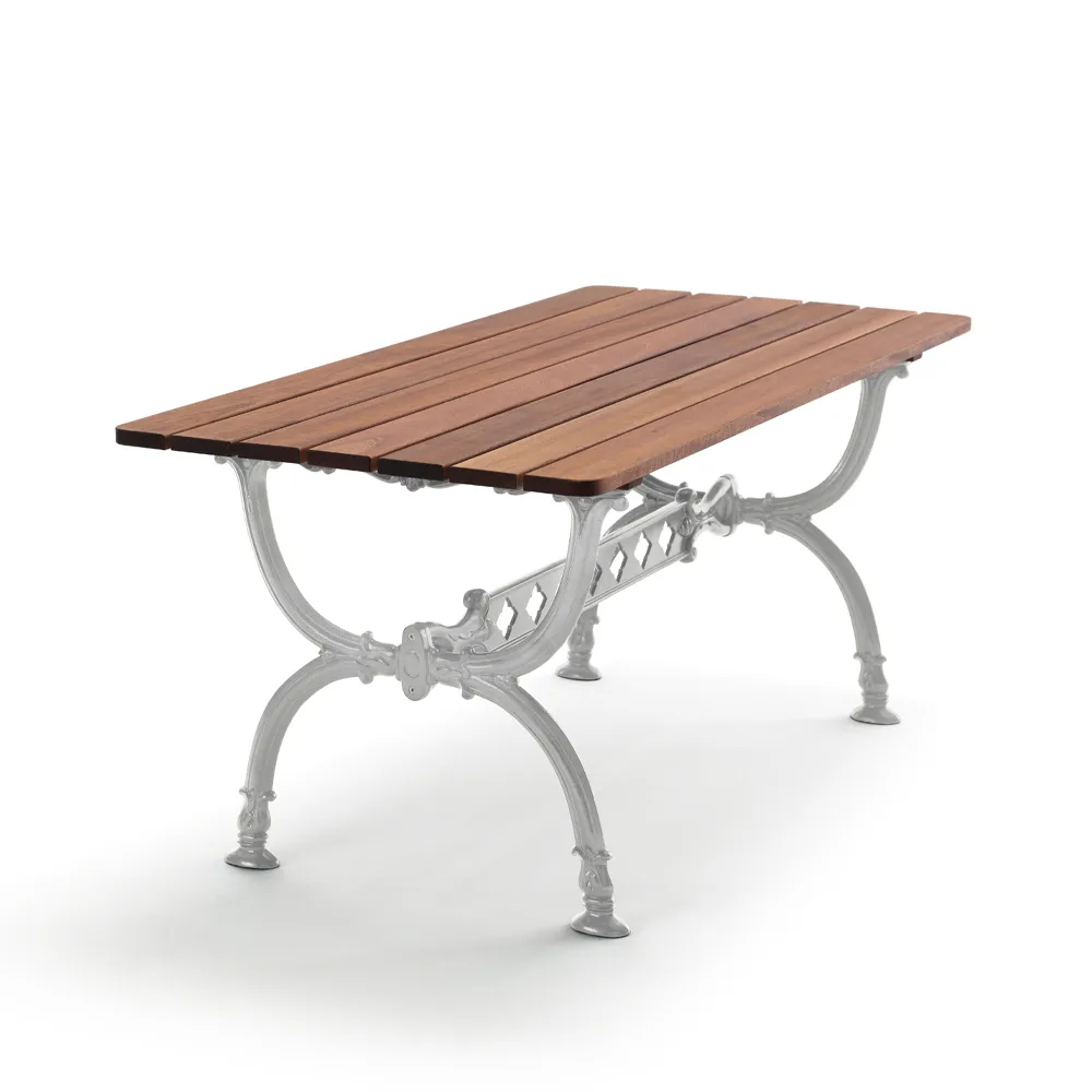 Byarum table 142x72 cm, Mahogany, raw aluminum stand Byarums bruk