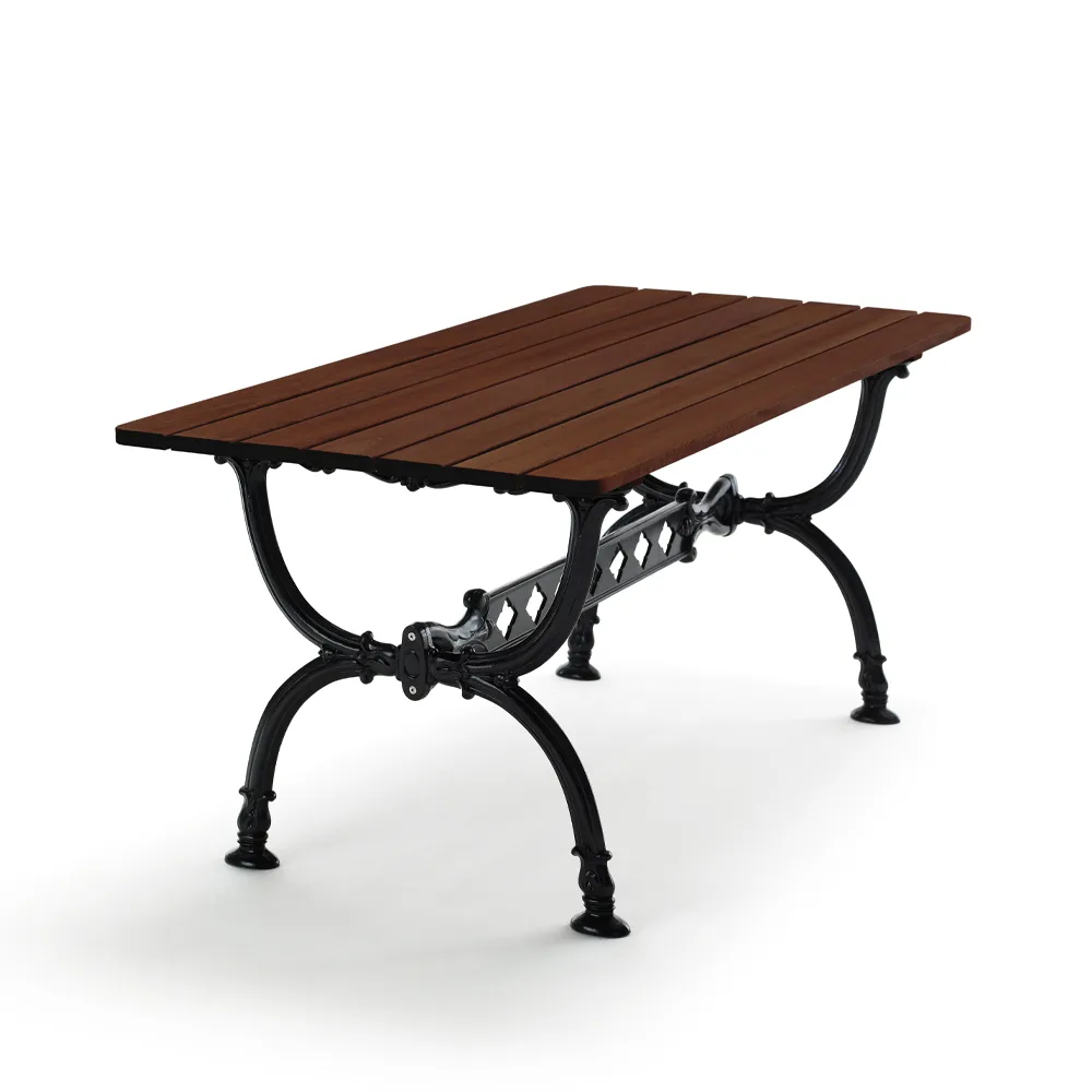Byarum table 142x72 cm, Pine brown glaze, black stand Byarums bruk