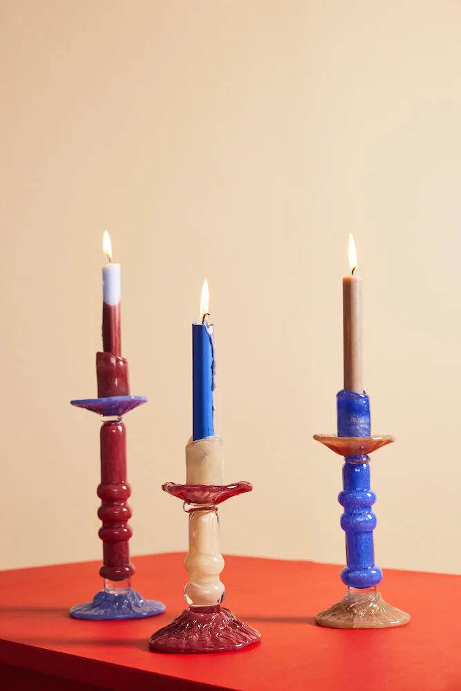 Lara candle holder M 26 cm, Blue Byon